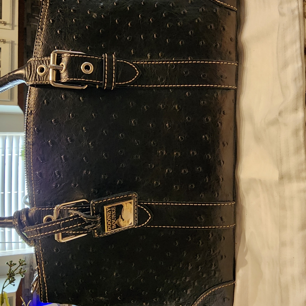 Dooney & Bourke Black Satchel with Textured Material and Silver Hardware